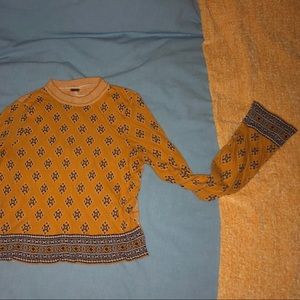 Free People Trendy Yellow Crop Sweater